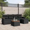 Image de vidaXL Salon de jardin 6 pcs avec coussins noir résine tressée