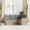 Image de vidaXL Salon de jardin avec coussins 4 pcs beige résine tressée