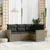 Image de vidaXL Salon de jardin 4 pcs avec coussins gris résine tressée