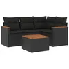 Image de vidaXL Salon de jardin 5 pcs avec coussins noir résine tressée