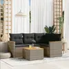 Image de vidaXL Salon de jardin 5 pcs avec coussins gris résine tressée