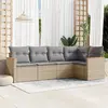 Image de vidaXL Salon de jardin avec coussins 5 pcs beige résine tressée