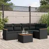 Image de vidaXL Salon de jardin 6 pcs avec coussins noir résine tressée