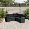 Image de vidaXL Salon de jardin 5 pcs avec coussins noir résine tressée