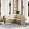 Image de vidaXL Salon de jardin avec coussins 5 pcs beige résine tressée