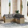 Image de vidaXL Salon de jardin avec coussins 5 pcs beige résine tressée
