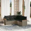 Image de vidaXL Salon de jardin 5 pcs avec coussins gris résine tressée