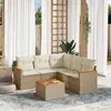 Image de vidaXL Salon de jardin avec coussins 6 pcs beige résine tressée