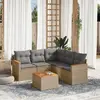 Image de vidaXL Salon de jardin avec coussins 6 pcs beige résine tressée
