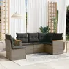Image de vidaXL Salon de jardin 5 pcs avec coussins gris résine tressée