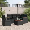 Image de vidaXL Salon de jardin 6 pcs avec coussins noir résine tressée