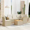 Image de vidaXL Salon de jardin avec coussins 6 pcs beige résine tressée