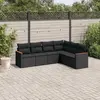 Image de vidaXL Salon de jardin 6 pcs avec coussins noir résine tressée