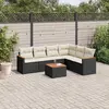 Image de vidaXL Salon de jardin 7 pcs avec coussins noir résine tressée