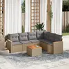Image de vidaXL Salon de jardin avec coussins 7 pcs beige résine tressée