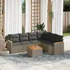 Image de vidaXL Salon de jardin avec coussins 7 pcs gris résine tressée