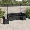 Image de vidaXL Salon de jardin 6 pcs avec coussins noir résine tressée