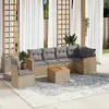 Image de vidaXL Salon de jardin avec coussins 7 pcs beige résine tressée