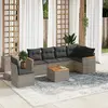 Image de vidaXL Salon de jardin avec coussins 7 pcs gris résine tressée