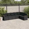 Image de vidaXL Salon de jardin 7 pcs avec coussins noir résine tressée