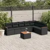 Image de vidaXL Salon de jardin 8 pcs avec coussins noir résine tressée