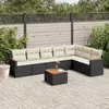 Image de vidaXL Salon de jardin 8 pcs avec coussins noir résine tressée