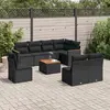 Image de vidaXL Salon de jardin 9 pcs avec coussins noir résine tressée