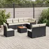 Image de vidaXL Salon de jardin 9 pcs avec coussins noir résine tressée