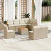 Image de vidaXL Salon de jardin avec coussins 9 pcs beige résine tressée
