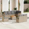 Image de vidaXL Salon de jardin avec coussins 9 pcs beige résine tressée