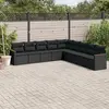 Image de vidaXL Salon de jardin 9 pcs avec coussins noir résine tressée