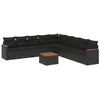 Image de vidaXL Salon de jardin 10 pcs avec coussins noir résine tressée