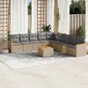 Image de vidaXL Salon de jardin avec coussins 10 pcs beige résine tressée