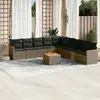 Image de vidaXL Salon de jardin avec coussins 10 pcs gris résine tressée