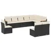 Image de vidaXL Salon de jardin 10 pcs avec coussins noir résine tressée