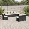 Image de vidaXL Salon de jardin 10 pcs avec coussins noir résine tressée