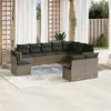 Image de vidaXL Salon de jardin avec coussins 10 pcs gris résine tressée