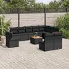 Image de vidaXL Salon de jardin 11 pcs avec coussins noir résine tressée