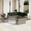 Image de vidaXL Salon de jardin 11 pcs avec coussins gris résine tressée