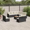 Image de vidaXL Salon de jardin 12 pcs avec coussins noir résine tressée