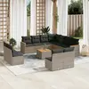 Image de vidaXL Salon de jardin avec coussins 12 pcs gris résine tressée