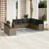 Image de vidaXL Salon de jardin 9 pcs avec coussins gris résine tressée
