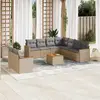 Image de vidaXL Salon de jardin avec coussins 10 pcs beige résine tressée