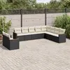 Image de vidaXL Salon de jardin 10 pcs avec coussins noir résine tressée