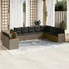 Image de vidaXL Salon de jardin avec coussins 10 pcs gris résine tressée