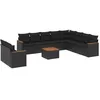 Image de vidaXL Salon de jardin 11 pcs avec coussins noir résine tressée