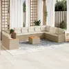 Image de vidaXL Salon de jardin 11 pcs avec coussins beige résine tressée
