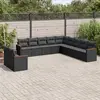 Image de vidaXL Salon de jardin 11 pcs avec coussins noir résine tressée