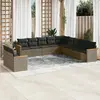 Image de vidaXL Salon de jardin 11 pcs avec coussins gris résine tressée