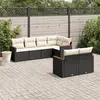 Image de vidaXL Salon de jardin 7 pcs avec coussins noir résine tressée